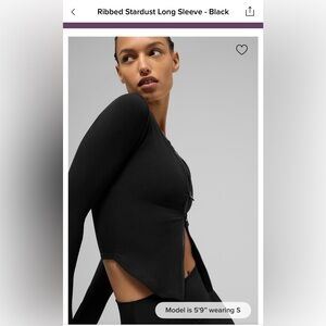 ALO Yoga Ribbed Stardust Long Sleeve - Black | Size Small